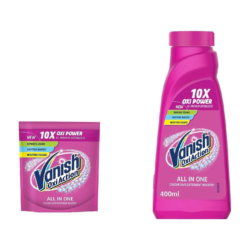 Vanish Vanish All in One Liquid & Powder Detergent Booster 200G + 400ML Stain Remover(600 ml) - Flipkart Deal