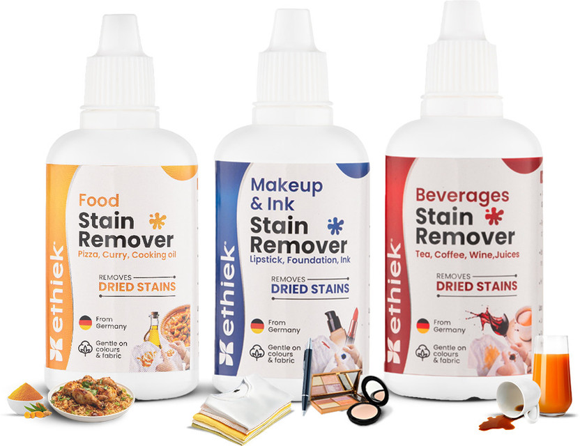 ethiek 3 in 1 Stain remover kit: Makeup, Ink, Food, Beverages| Works on Dried Stains | Stain Remover(150 ml)