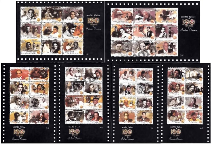 SUPER ANTIQUES GALLERY 100 years indian cinema miniature sheet with Inbuilt album Stamp Album(50 Stamps)