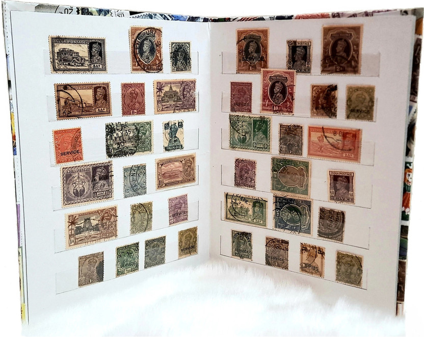 GOLD MINT Stamp Album + 1837-1947 British India 100 Different Old Antique Rare Stamps Set Stamp Album(105 Stamps)