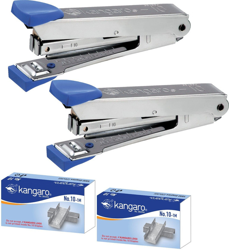 Kangaro Desk Essentials No.10 Metal Stapler & No.10-1M Staples Set | Set of 2 Stapler & 2 Staples Pin STAPLER(Set of 4, Multicolor)