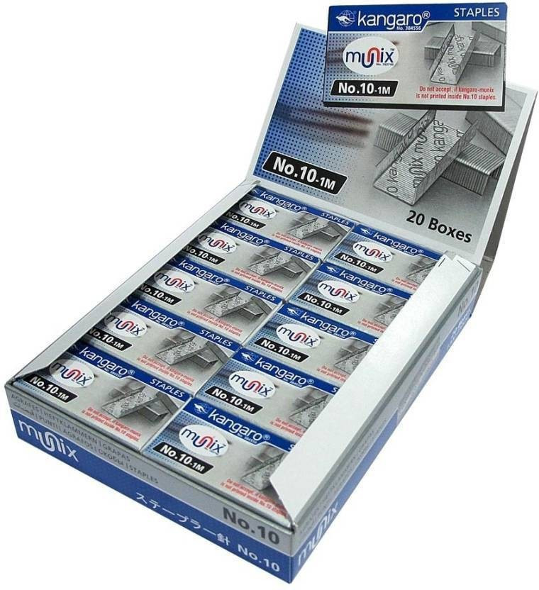 Kangaro Manual No.10-1M No. 10 Steel Wire Stapler pin(Set of 20, Grey)