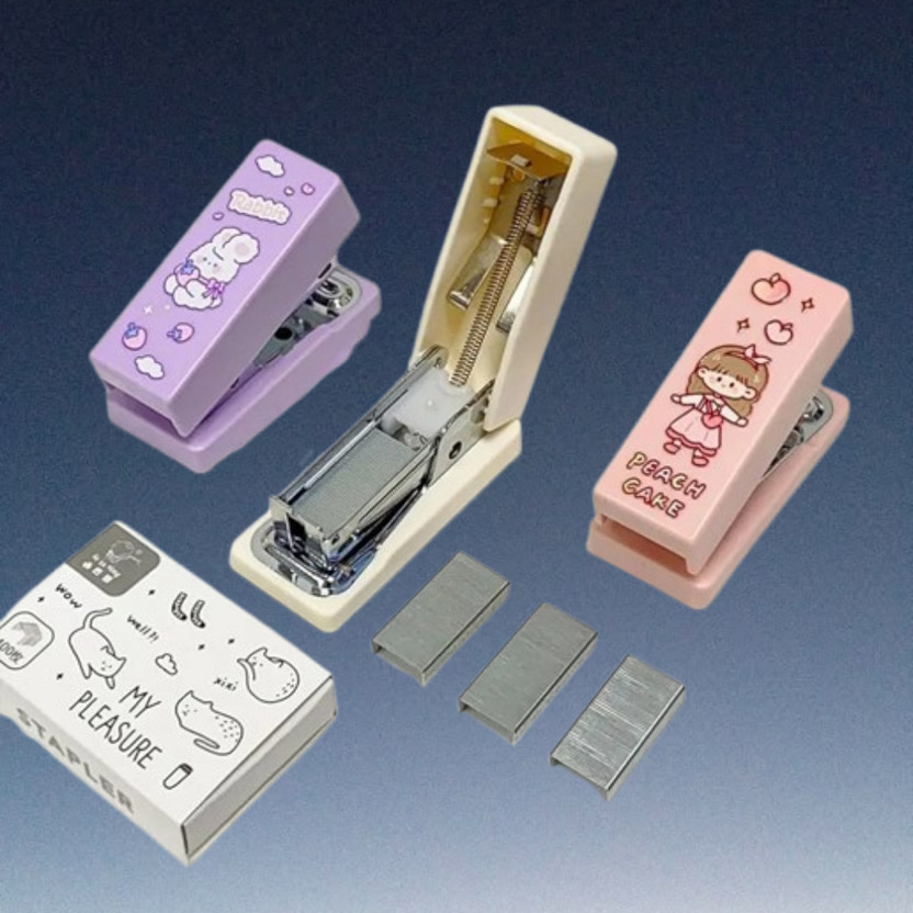 LILABA Trendy Mini Stapler Set with 400 Standard Staples Cute Small Pins Stapler(Set of 0, Multicolor)