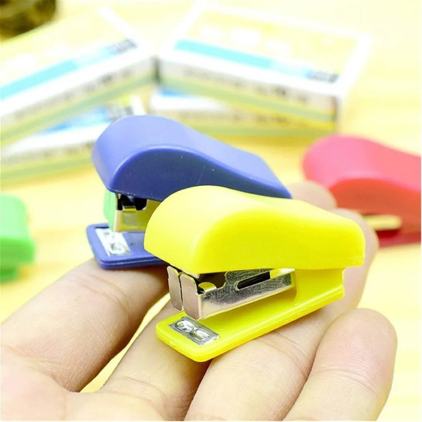 Steplerr Manual Mini Round Edged Mini Stapler(Set of 10, Multicolor)