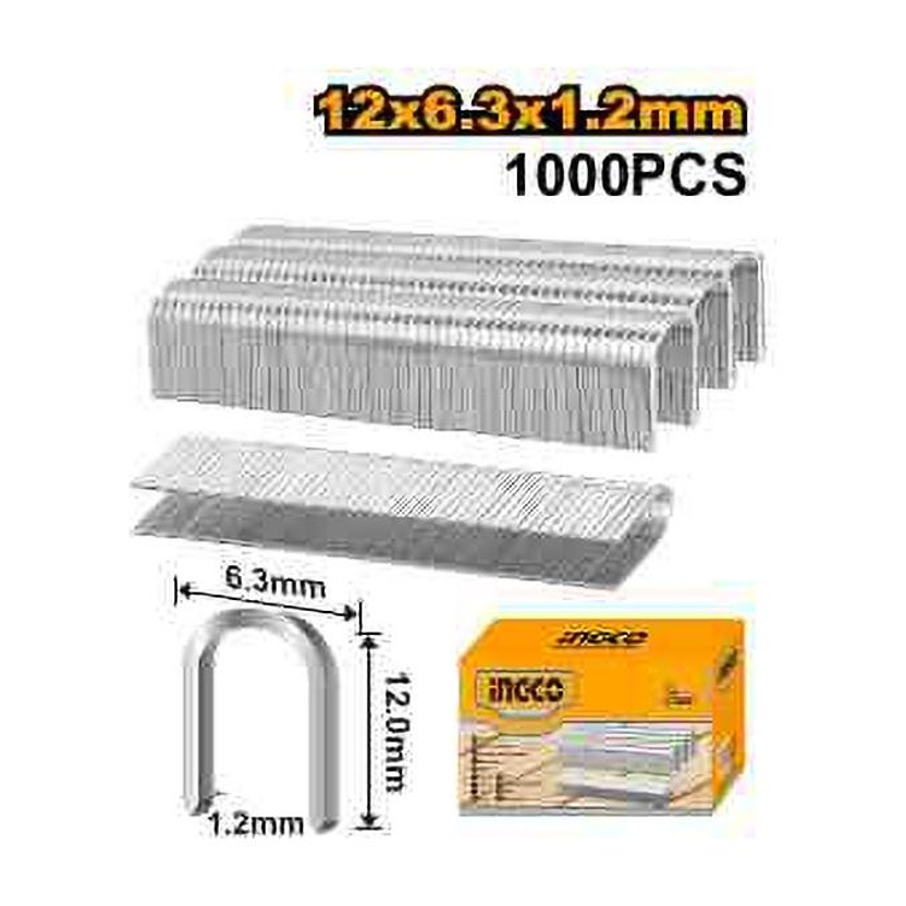 INGCO 1000Pcs Staples 12 mm * 6.3 mm * 1.2 mm for HSG1405, HSG1407 NA  Stapler