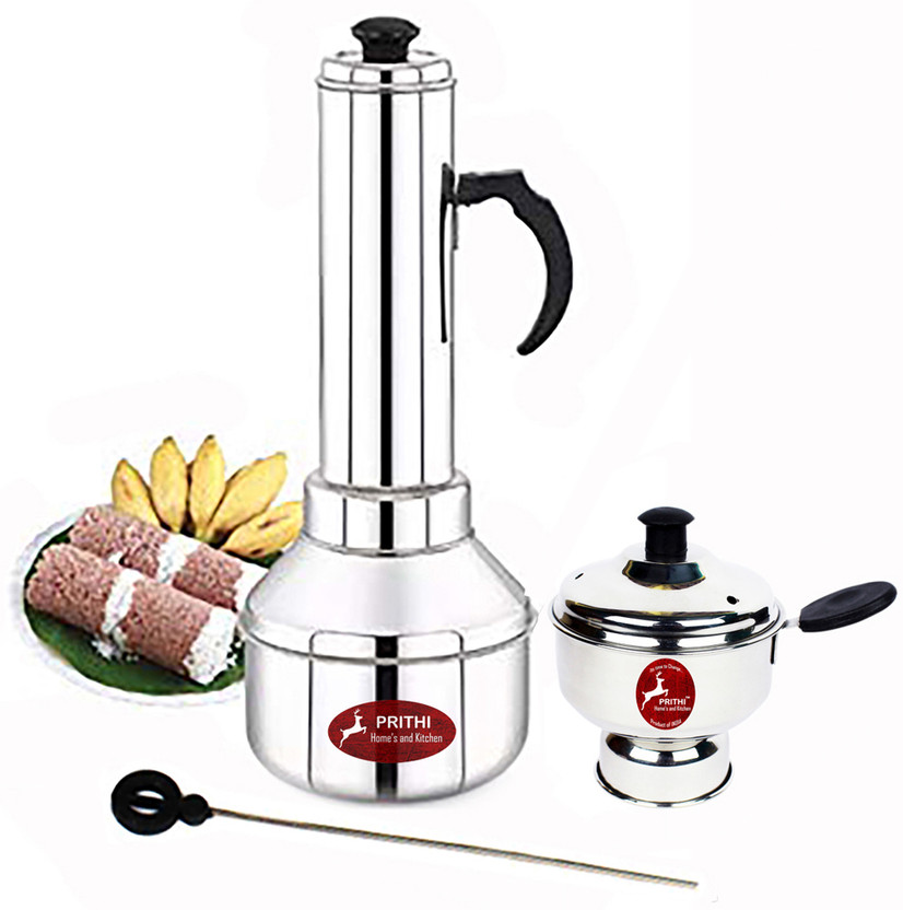 Prithi Home's and Kitchen Puttu Maker And Chiratta,Kodam Kutti COMBO Stainless Steel Steamer(1.5 L)