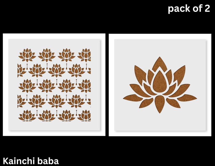 RaniPari Lotus Pattern Craft Stencil for Art and Painting Small Size 6x6 inch Lotus Design Art and Craft wall Stencil(Pack of 2, Lotus stencils)