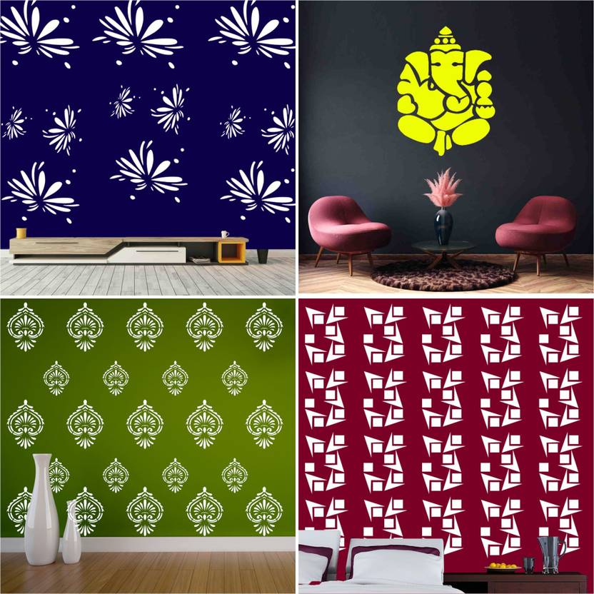 ARandNJ Painting Wall Stencils (Size 16 X 24 Inch) PATTERN "Mewari