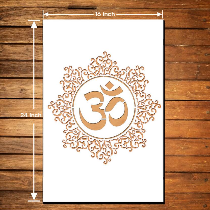 JAZZIKA Wall Stencils Pack of 1 (Size 16 X 24 Inch) PATTERN OM The Significance Design Ideal