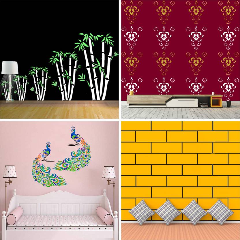 JAZZIKA Painting Wall Stencils PATTERN "Bamboo Art", "Rajasthani