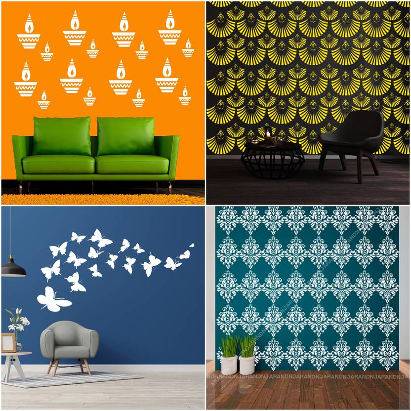 ARandNJ Painting Wall Stencils (Size 16 X 24 Inch) PATTERN "Diya