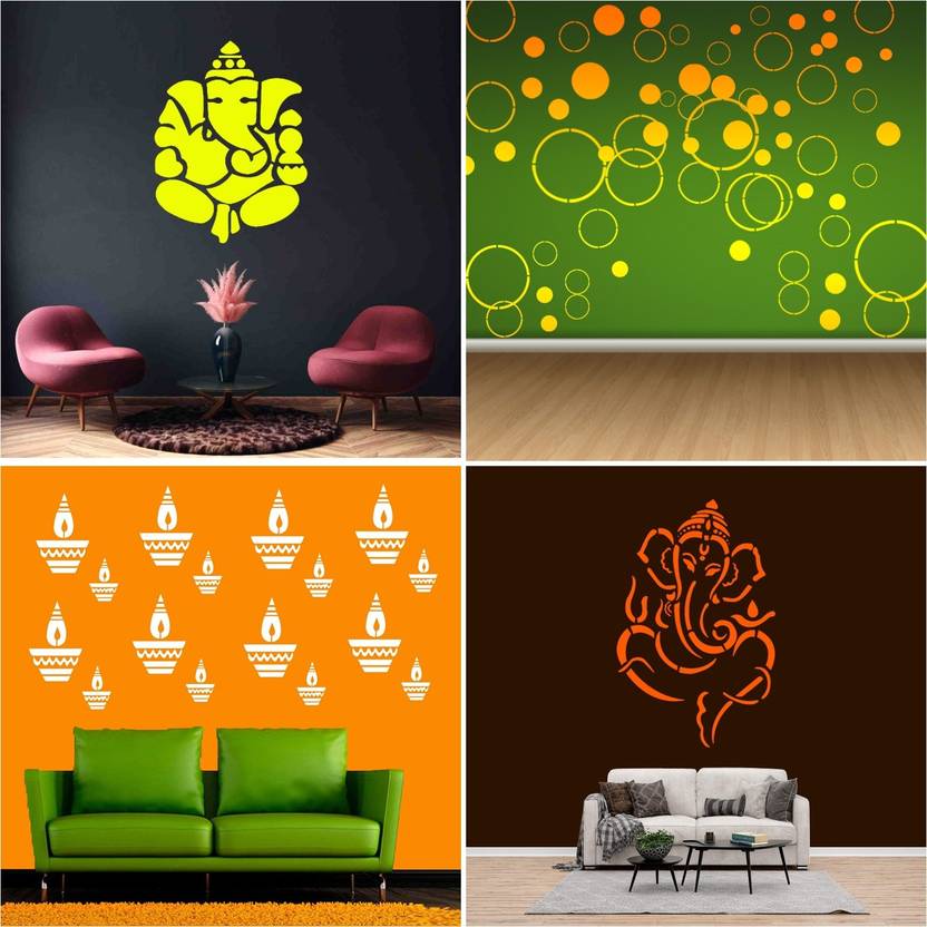 ARandNJ Painting Wall Stencils (Size 16 X 24 Inch) PATTERN "Ganpati