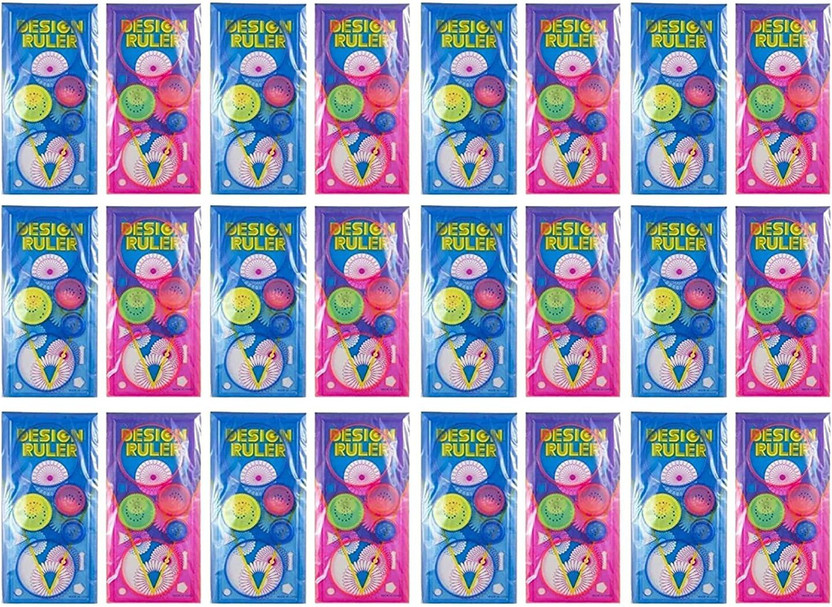 Pvention Return Gift Item for Kids in Bulk | Stencil Ruler Spirograph / Drawing Tools / Educatinal Toys / Stationery Supply for School Kids (Set of 4, Multicolor) Spirograph Stencil(Pack of 24, Multi Pattern)