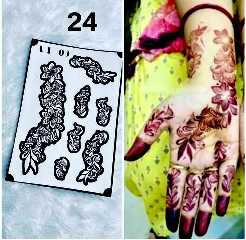 Anafri FH 12 - Daisy HENNA STENCIL Stencil(Pack of 1, FULL HAND,MANDALA,BRIDAL,ARABIC DESIGN)