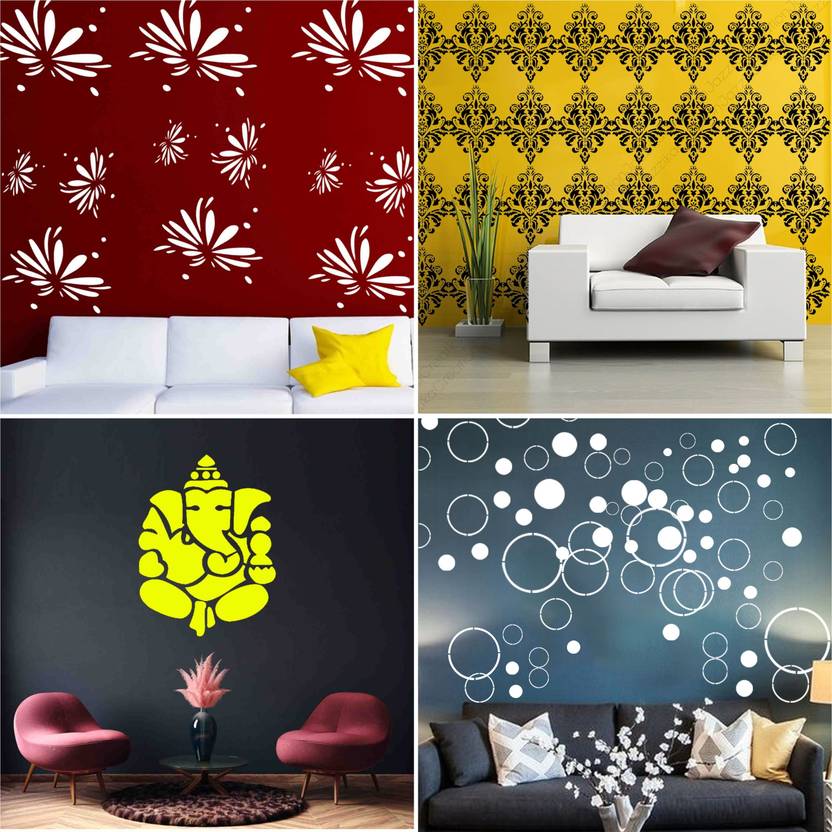 ARandNJ Painting Wall Stencils (Size 16 X 24 Inch) PATTERN "Splatter Art", "Ganpati Ji