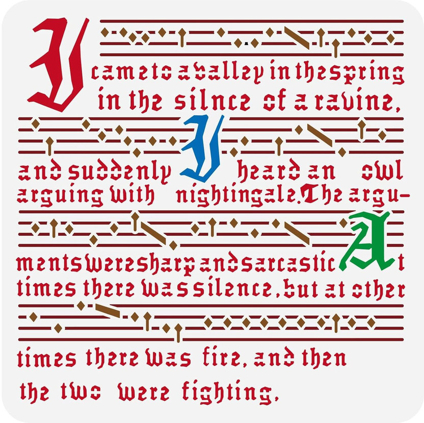 IVANA'S Medieval Music Painting Stencil 11.8x11.8inch Reusable Sheet Music Drawing Templ FIN-1394 Modern Art & Craft Stencil(Pack of 1, Floral, Abstract, Unique, Border Stencil)