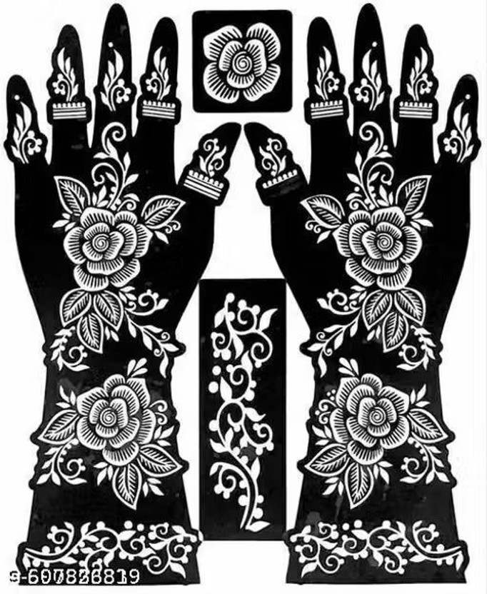 D KING Bridal Full Hand Mehndi Stencil Flower Pattern Design 994 Mehndi Design Stencil(Pack of 1, Full Hand Arabic Floral & Mandala Pattern)