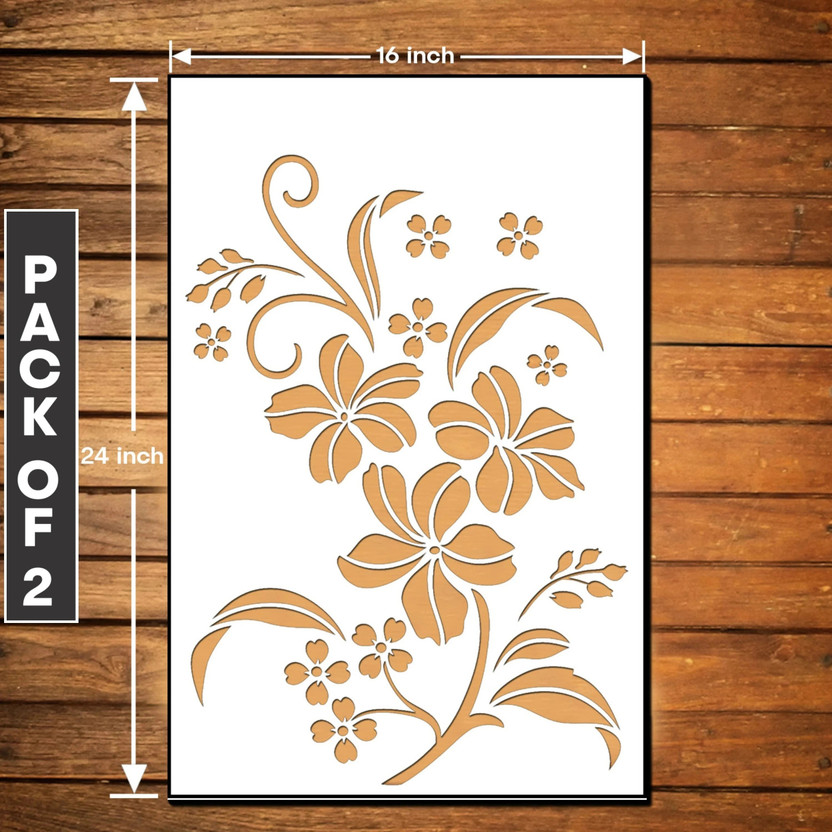 ARandNJ ARandNJ Painting for wall stencils ( Size:- 16 X 24 Inch) BOTANICAL PRINT THEME- Beautiful Flower Reusable DIY Design Suitable For Living Room, Drawing Room & Office Decoration Wall Stencil(Pack of 2, Wall Stencil)