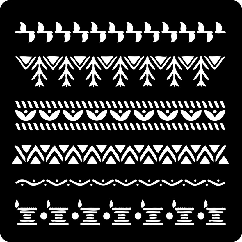Kachi Pencil Border Design Art Stencils for Art and Craft Painting Big Size 12x12 inch Reusab le Stencil for Painting, Fabric, Glass, Wall Painting, and Craft Painting, 1871 , Art & Craft Painting Stencil(Pack of 1, Border Design Art Stencils)