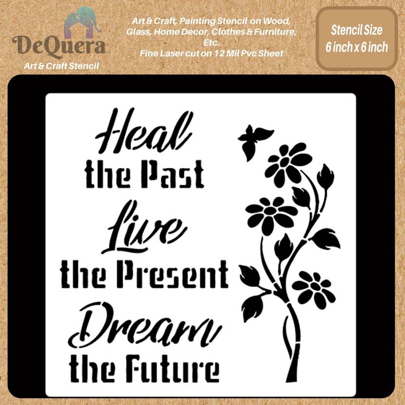 DEQUERA DeQuera Quotes Stencils for Painting on Canvas Heal Stencil