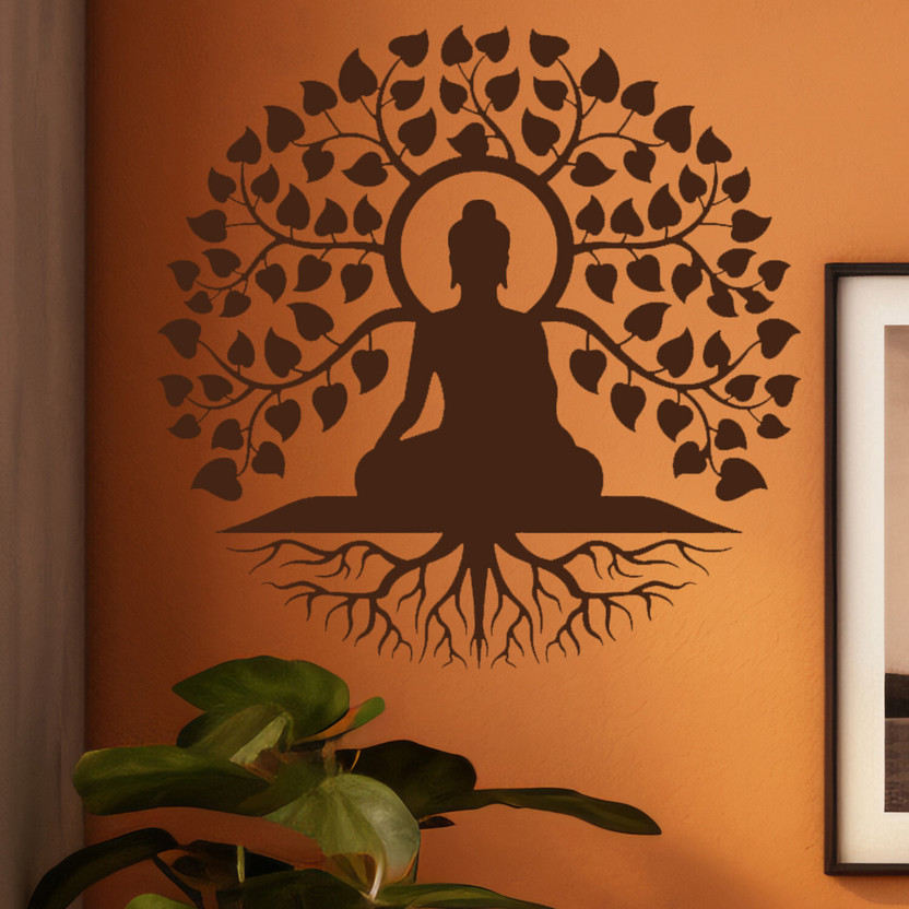 ARandNJ Stencil for wall painting (Size:- 24 X 40 Inch) Theme- "Boddha Tree of Life" DIY Reusable Design Ideal For (ARNJ-36504) Entrance, Office, School, Studios & stencil design for wall Stencil(Pack of 1, stencil design buddha)