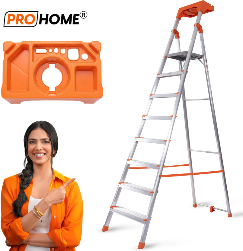 ProHome ProHome 8 step Tray Ladder for Household use, Kitchen Boss, Metal Frame Anti Skid Step Aluminium Ladder(With Platform, Tool Tray) - Flipkart Deal