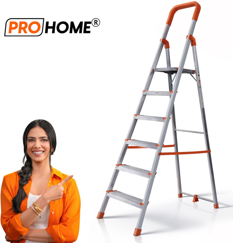ProHome ProHome 6 step Ladder for Household use Kitchen Boss, Metal Frame Anti Skid Step Aluminium Ladder(With Platform) - Flipkart Deal