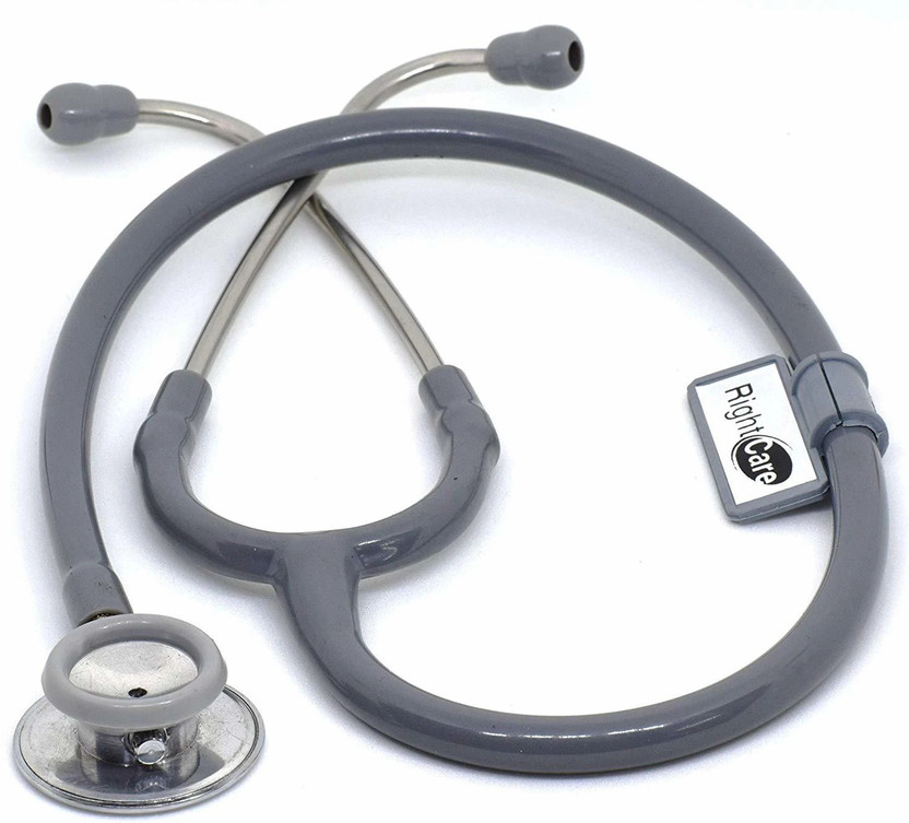 RightCare Double Sided Doctor Aluminum Stethoscope (Grey) Double Sided Chest Piece Stethoscope(Grey)