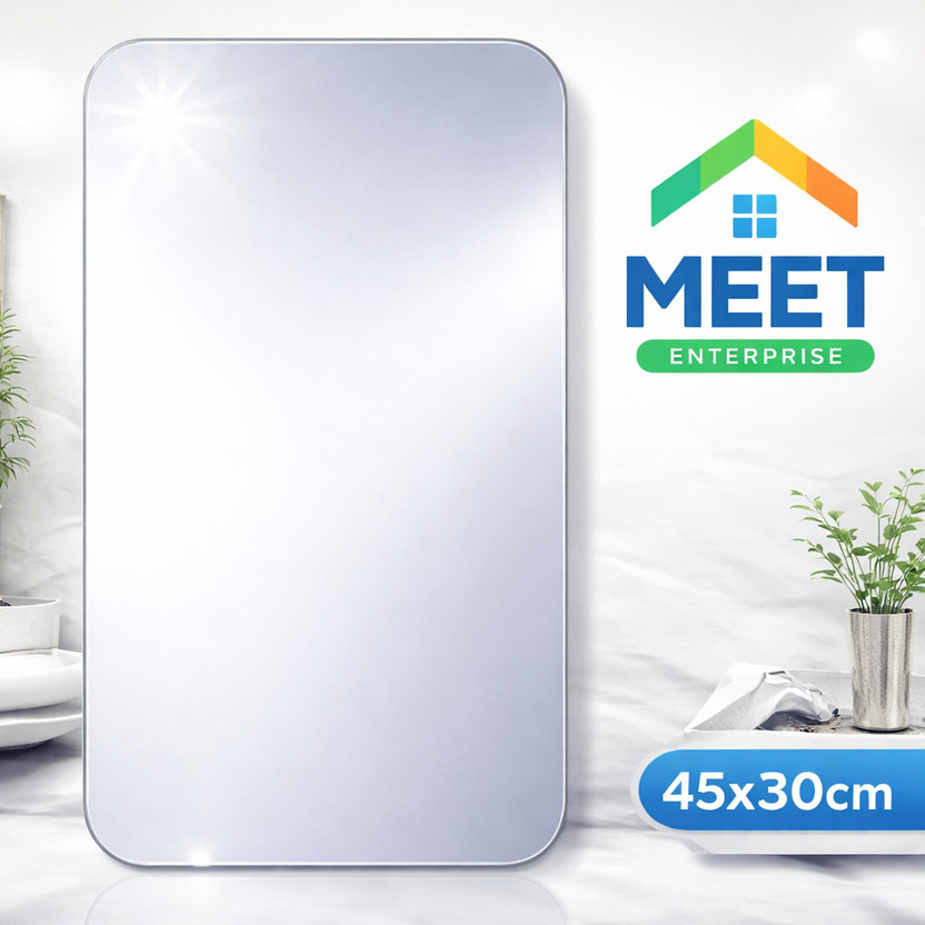ML ENTERPRISE 45 cm Wall Mirror Sticker – Self Adhesive Unbreakable Plastic Mirror Self Adhesive Sticker(Pack of 1)