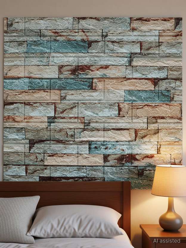Pamidhar 77 cm Self Adhesive Foam Brick Wall Stickers Panel Wallpaper for Kitchen,Bedroom Self Adhesive Sticker(Pack of 1)