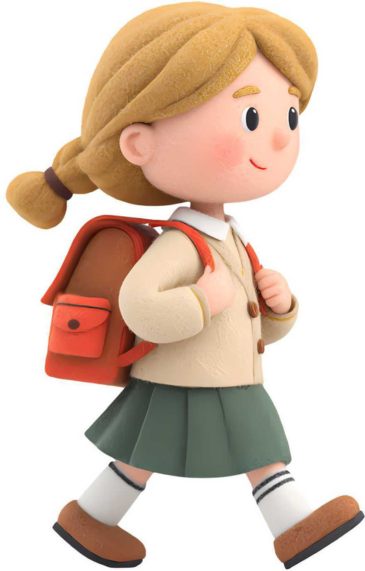 GovardhanSons 60 cm 3D Style School Girl with Backpack Walking Cartoon Sticker Self Adhesive Sticker(Pack of 1)