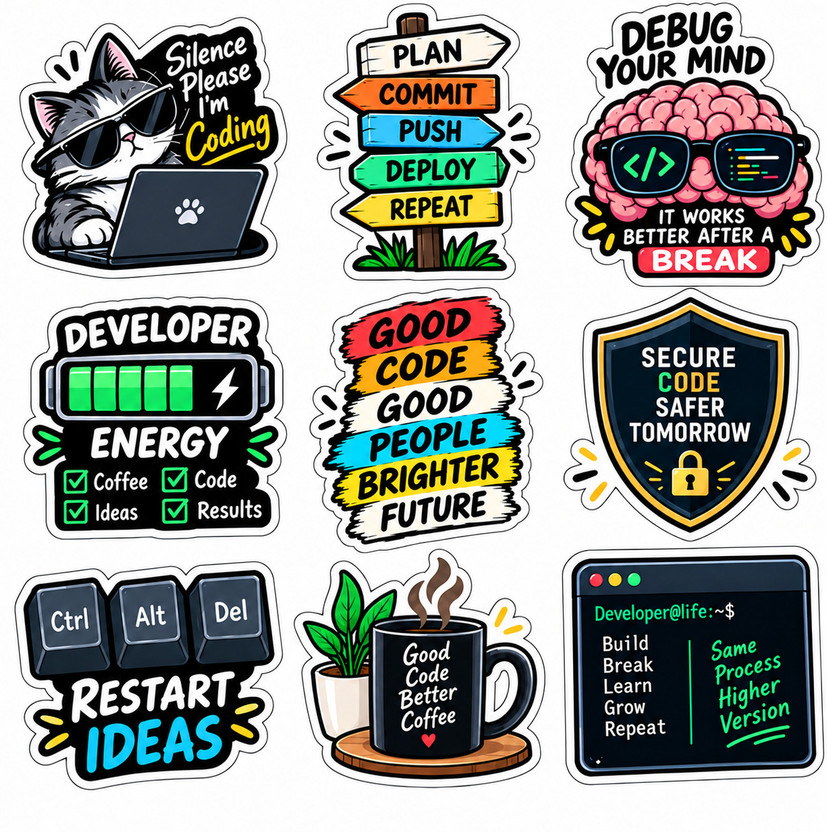 SMEEPS 3 inch Fun Coding Stickers for Developers Programmers Coders & Tech Lovers Self Adhesive Sticker(Pack of 1)