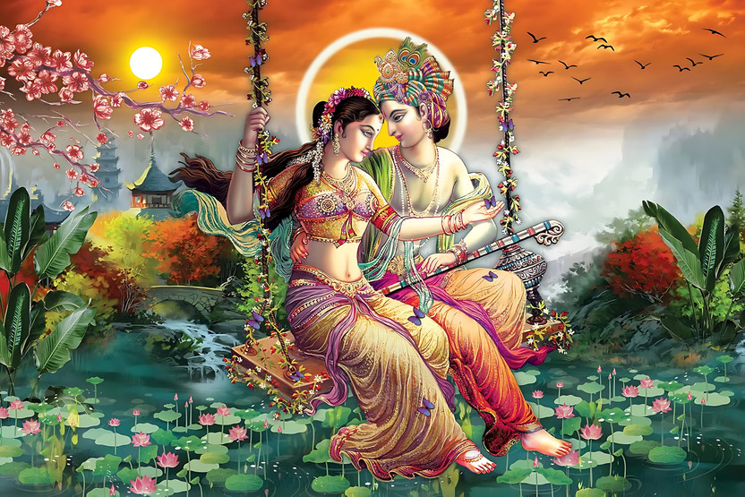Online Online Collection 30.48 cm Shri Radha Krishna Wall Sticker lord shri krishna wall poster krishna Radha Self Adhesive Sticker(Pack of 1) - Flipkart Deal