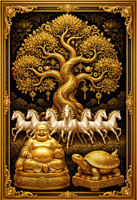 RSB HUB 47 cm Vastu Decorative Wall Sticker for Wealth Money Success Positivity(Without Frame) Self Adhesive Sticker(Pack of 1)