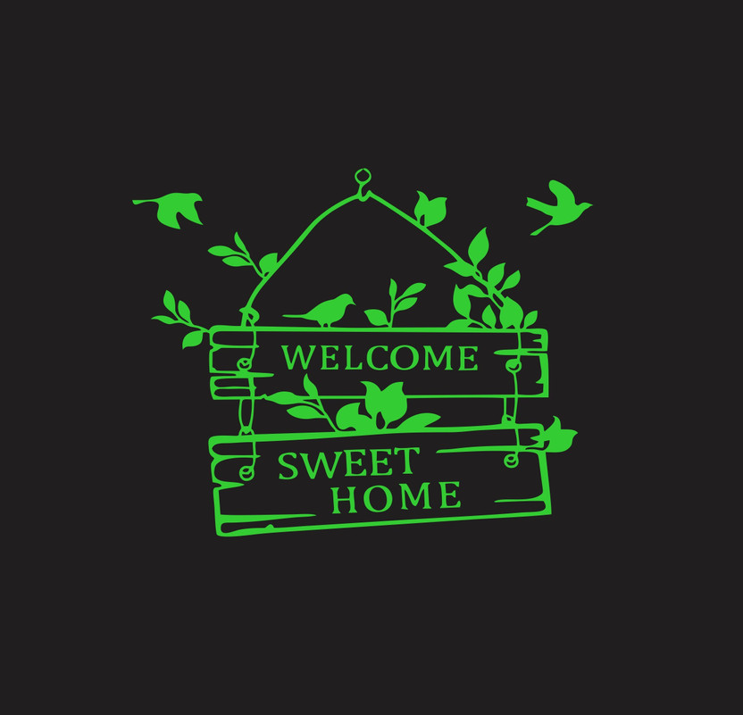 DreamKraft 25 cm Glow in Dark Radium Welcome Sweet Home Sticker Glow in the Dark Sticker(Pack of 1)