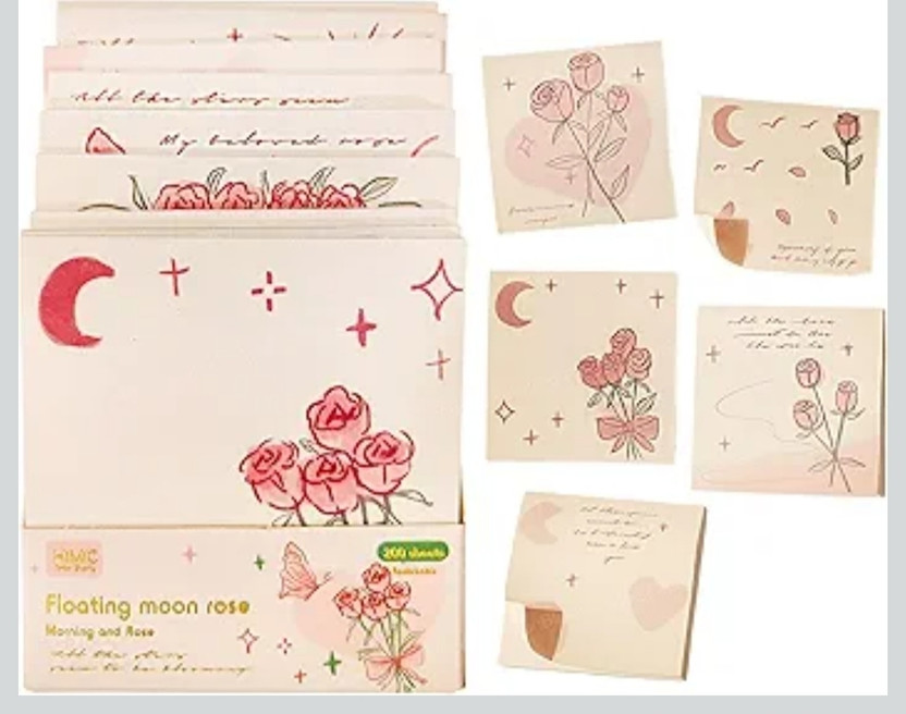 NoteBerry Morning Stanger Rose Sticky Notes 200 Sheets Regular, 3 Colors(Set Of 1, Pastel)