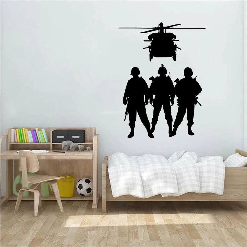 SnappyVinyl 30 cm Drop Shipping Soldier Wall Self Adhesive Sticker(Pack of 1)