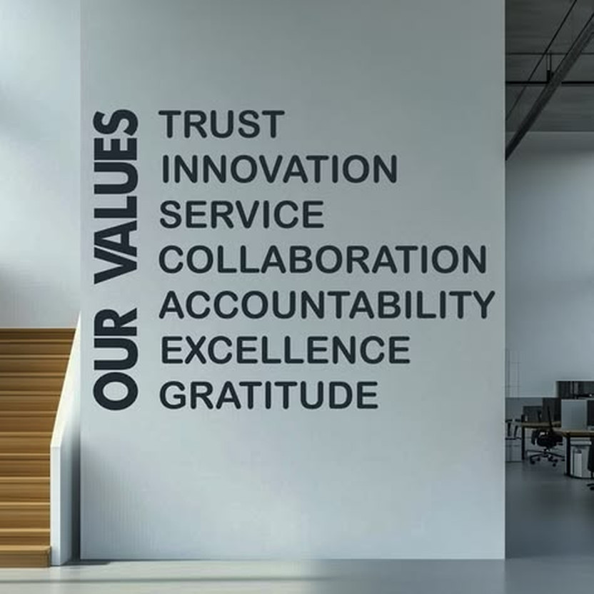 WALLIQUE 100 cm Our Values Trust Innovation Collaboration SEP26 Self Adhesive Sticker(Pack of 1)