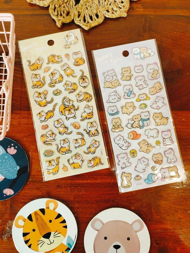 Kawaii 8 inch shinny stickers pack of 2 random Self Adhesive Sticker(Pack of 2)