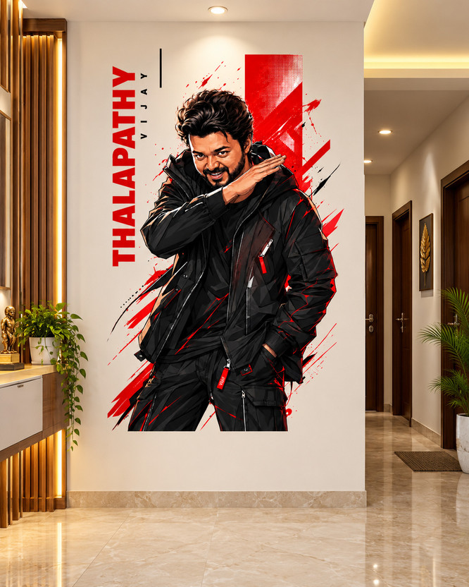 CEZZC 70 cm Thalapathy Vijay | CM Vijay Wall Decor | 45 × 70 cm* Self Adhesive Sticker(Pack of 1)