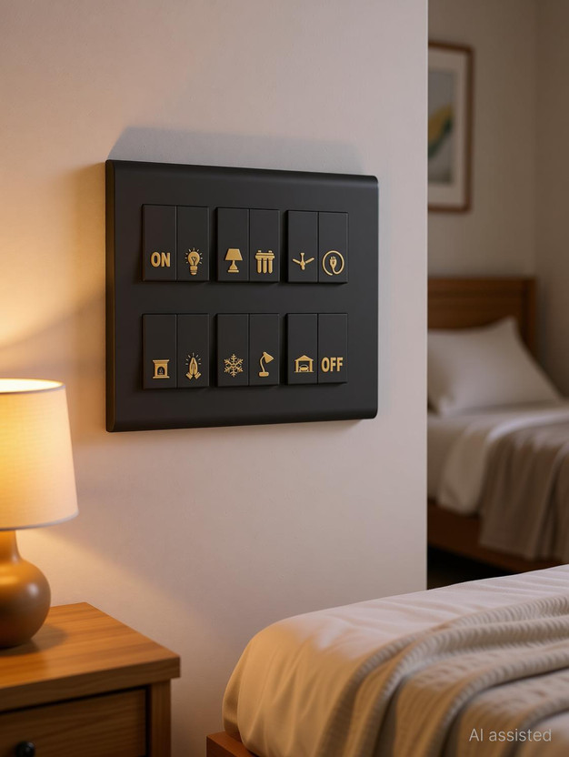 UNAAR 1.5 cm Embossed Royal Gold Decorative Switch Stickers Self Adhesive Sticker(Pack of 350)