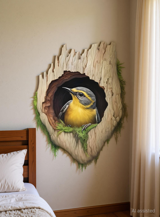 RSB HUB 60 cm Bird 3d type design wall sticker Self Adhesive Sticker(Pack of 1)