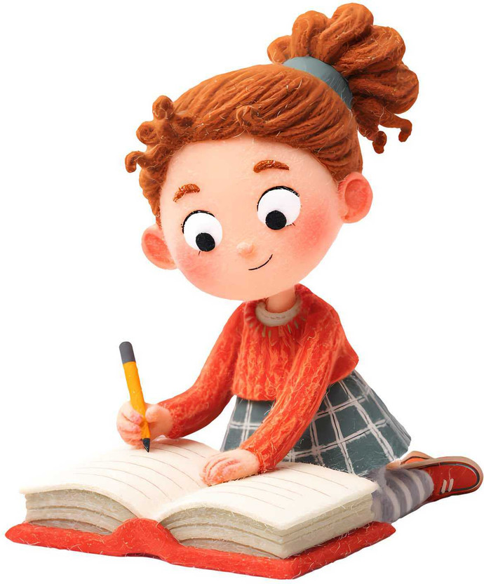 SkyOlla 60 cm Cute Girl Writing Notebook Wall Sticker – Study Theme Vinyl Classroom Décor Self Adhesive Sticker(Pack of 1)
