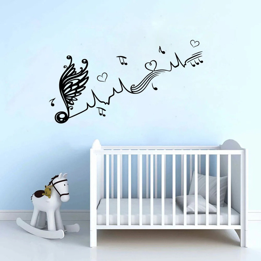Vinyl and Creation 105 cm Music Sheet with Wings Love Hearts Ornament 105 x 57CM Self Adhesive Sticker(Pack of 1)