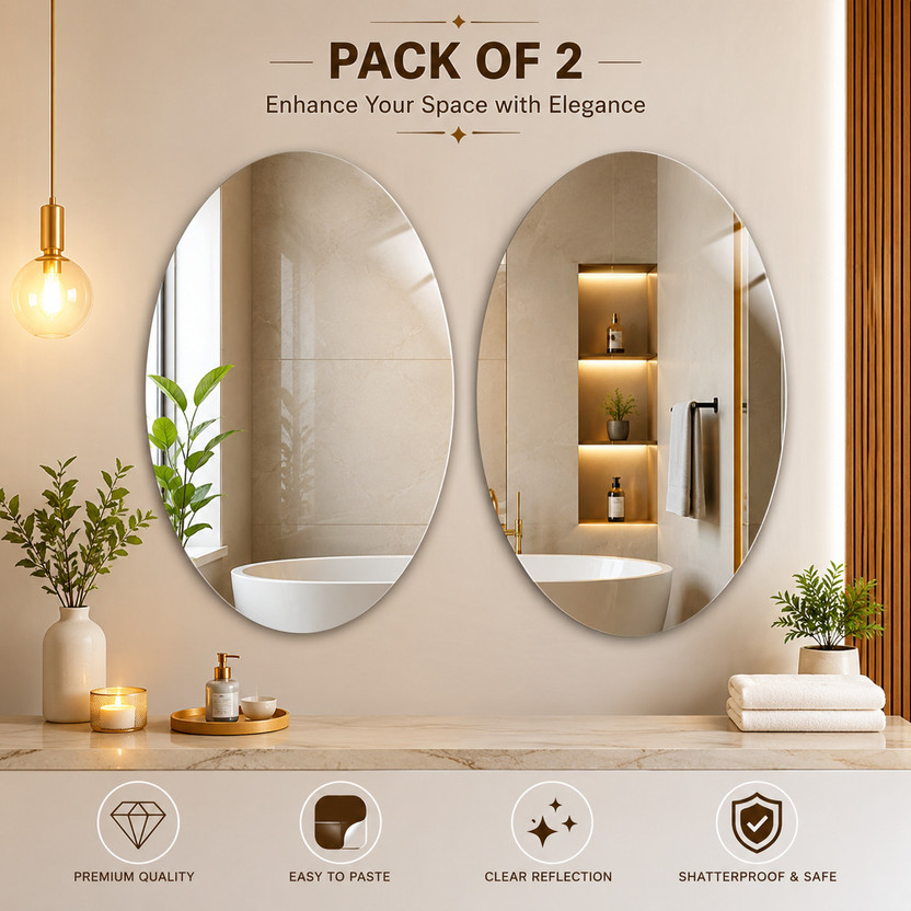 ML ML ENTERPRISE 30 inch 20x30 CM Mirror Stickers Self Adhesive Wall Mirror for Home Decor Double-sided Sticker(Pack of 2) - Flipkart Deal