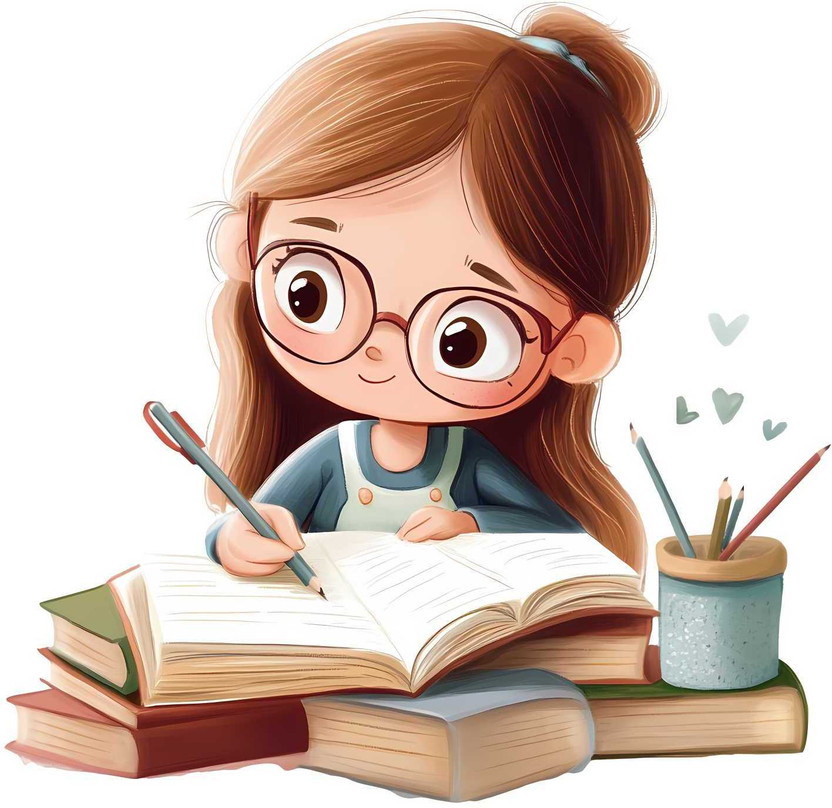 TripodBrothers 60 cm Girl Writing in Notebook with Books Study Sticker Self Adhesive Sticker(Pack of 1)