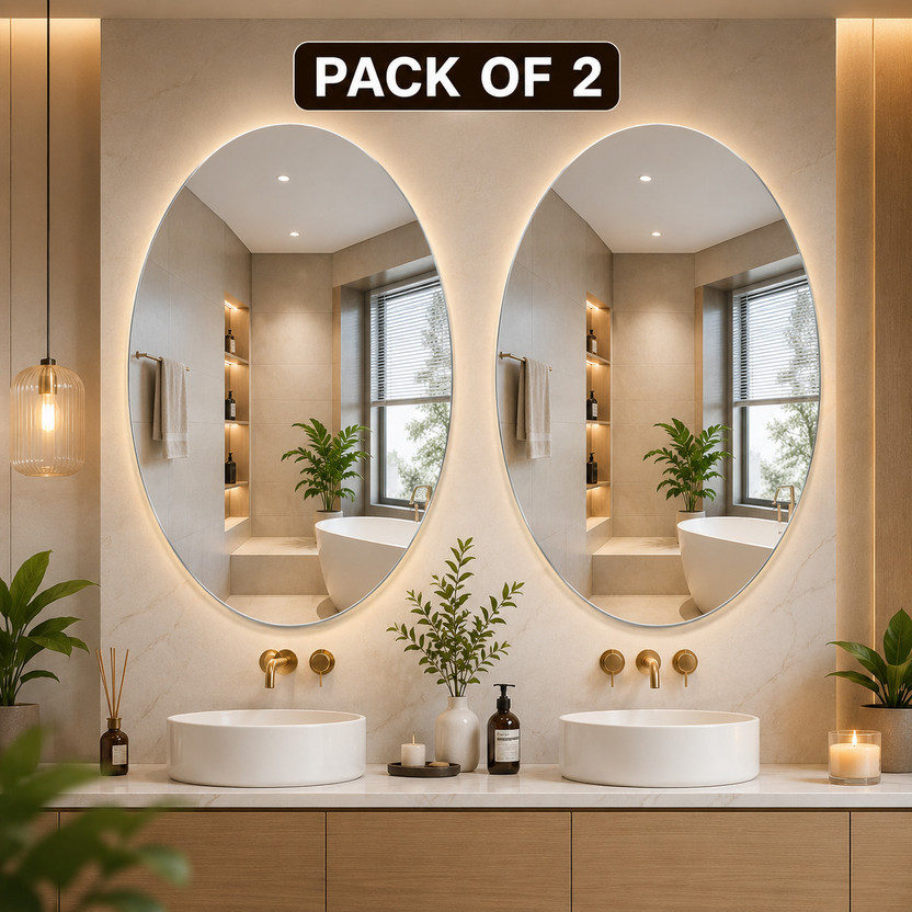 JAYGOPAL ENTERPRISE 30 inch Premium Self Adhesive Wall Mirror Double-sided Sticker(Pack of 2)