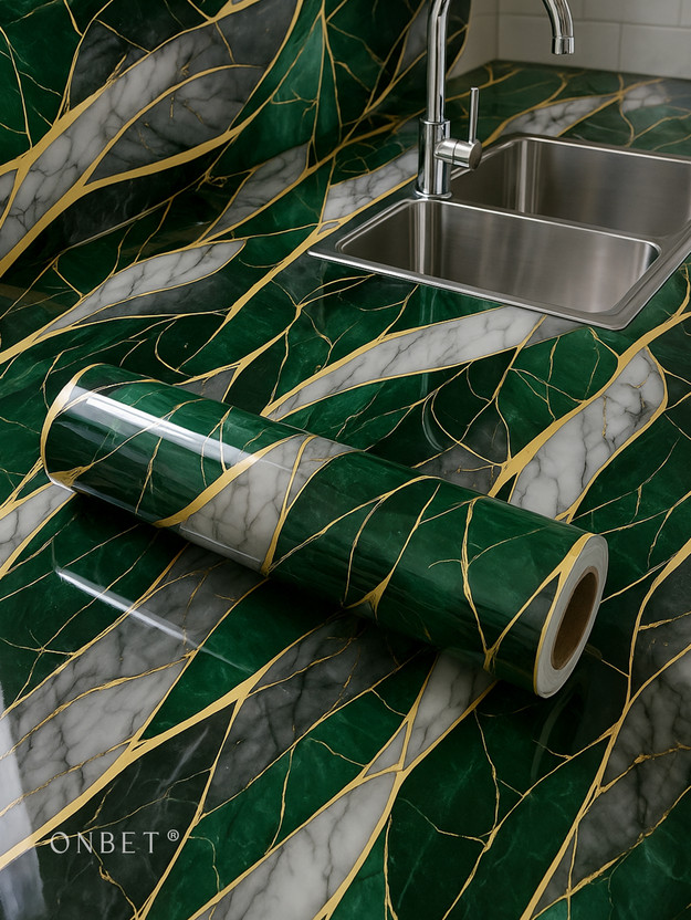 Onbet 200 cm x 60 cm Waterproof Classics Vinyl Wallpaper(Green, Grey)