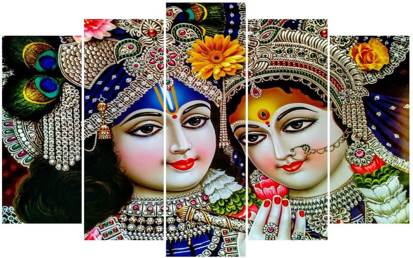 KAMYA HOME DÉCOR 60 cm Lord radhakrishna wall sticker Self Adhesive