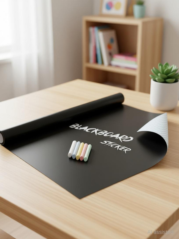 Estervig 200 cm Kids Black Board for Writing & Home Study - Self Adhesive Teaching Black Board Self Adhesive Sticker(Pack of 1)